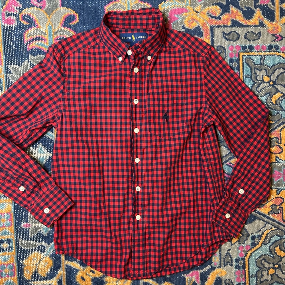 Ralph Lauren Black and Red Check Button Front Shirt